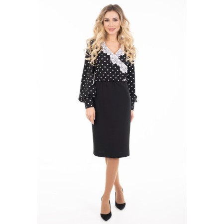 Female dress, size 42, black color, white-1
