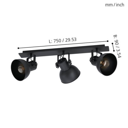 Lamp Barnstaple 1, 3x40W E27, black color-2