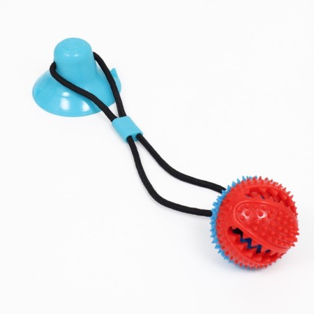 Dog toy "Ball for treats on a suction cup", 40 x 8 cm, blue-1