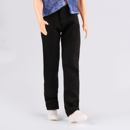 Jeans for puppet men, length - 18 cm, black color