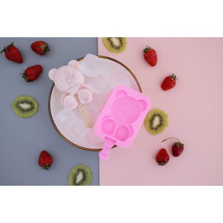 Form for ice cream shares "Mishutka", silicone, 14 × 8 × 2.5 cm, pink color-13