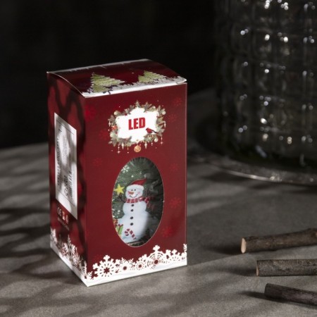 LED figure "Lantern with a snowman" 6 × 13 × 6 cm, plastic, batteries AG13x3, glow warm white-3