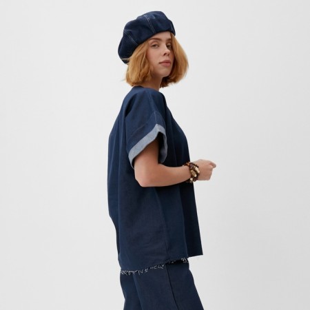 T-shirt Women's oversize Minaku: Jeans Collection Blue Blue, Rr. 44-3