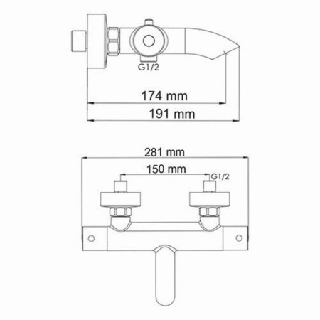 Bath mixer Wasserkraft Berkel 4811 Thermo, two -welfare, thermostat, chrome-3