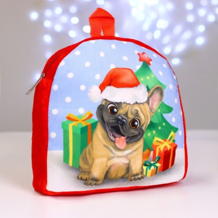 New Year's children's backpack "Pesik at the Christmas tree", 26 × 24 cm, for the New Year-2