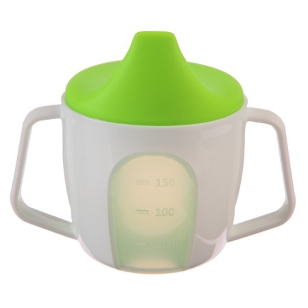 Drunker - a cup 2 in 1 children's training, solid nose, 150 ml., With handles, green color-2