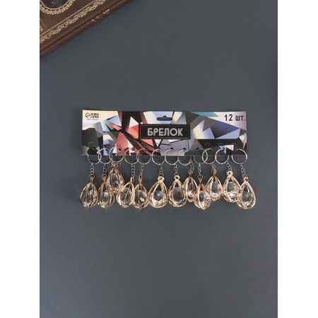 Keychain metal "drop" rhinestones gold 10x3x3 cm-2