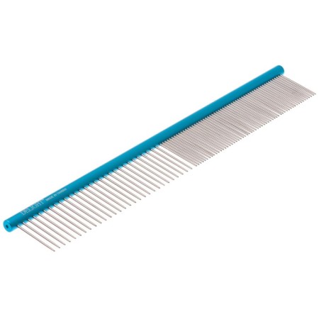 Delight comb aluminum, 30 cm, with a round pen, 86 teeth 36 mm, black and blue