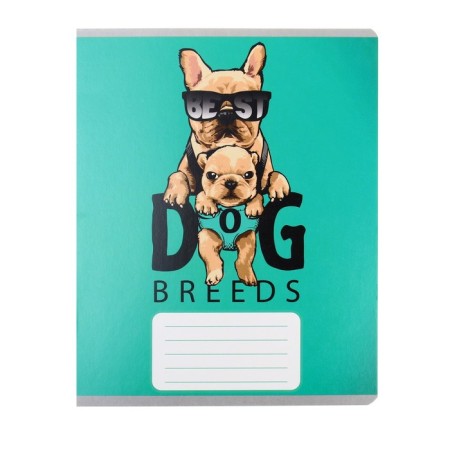 Notebook 12 sheets in the narrow line "Dog style", cover shaking cardboard, VD-LK, OFSET block, mix-1