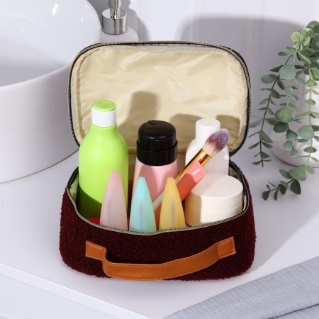 Cosmetic bag with a zipper, with a lining, purple color-4