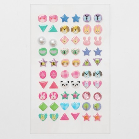Earrings "Stickers" Smile, with animals, colored-1