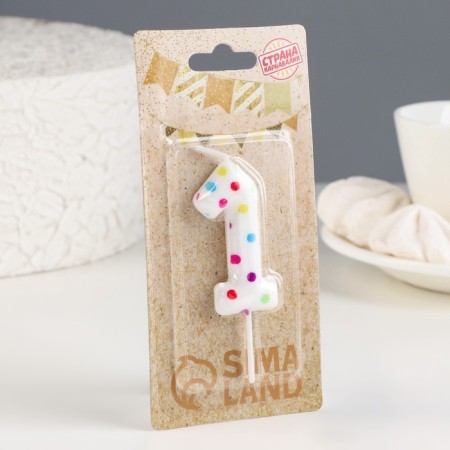 Candle in a cake for birthday "Color confetti", number "1", 5.5 cm-1
