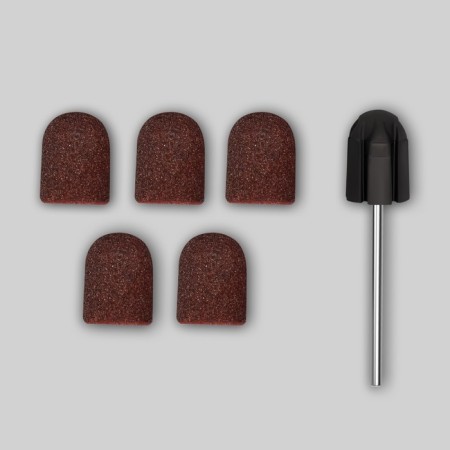 A set for hardware manicure and pedicure, base, caps 5 pcs, D 13 × 19 mm, abrasiveness 80-1