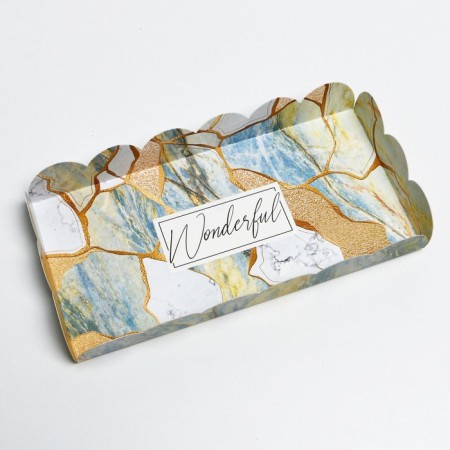 Cookie box, confectionery packaging with PVC lid, holography, “stone”, 10.5 x 21 x 3 cm-3