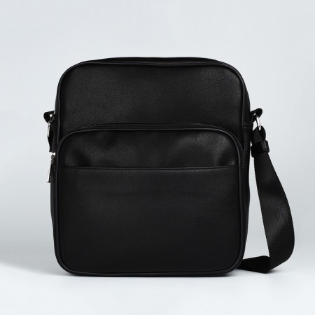 Male bag over the shoulder, Textura, artificial leather, black color