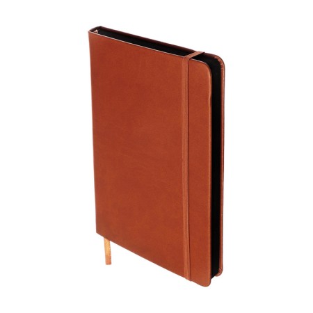Leduced Diary A5, 140l, Cage, leatherette, elastic band, black cut, brown-1