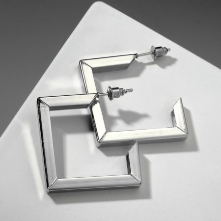 Earrings "Geometry" Oblivion, large, silver color-1