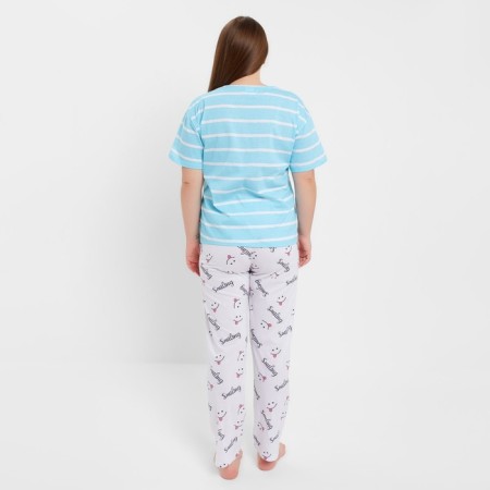 Female set (T-shirt/pants), blue/light gray color, size 50-4