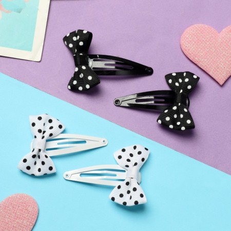 Invisibility for hair "bows" (set of 8 pcs) peas, black and white-1