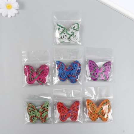 Decor "Butterflies" mix 5.5x4.5 cm set 6 pcs foam glitter-6