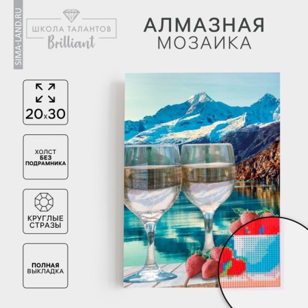 Diamond mosaic with full filling on the canvas "Wine", 20 x 30 cm