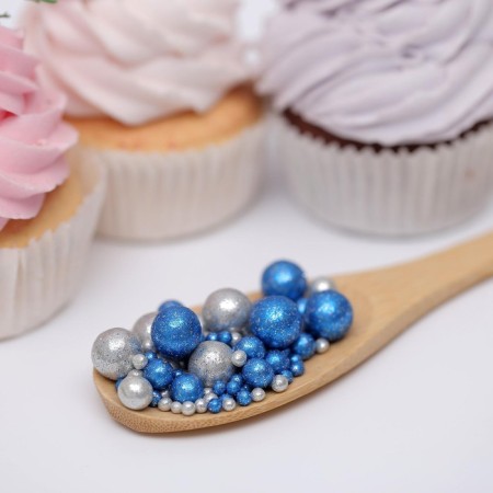 Sprinking confectionery with a soft center "Brill": blue, silver, 50 g-1