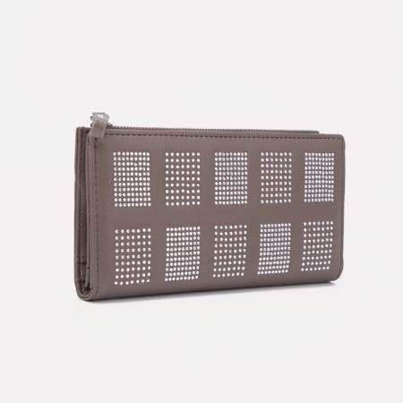 Women's wallet on the button, gray color