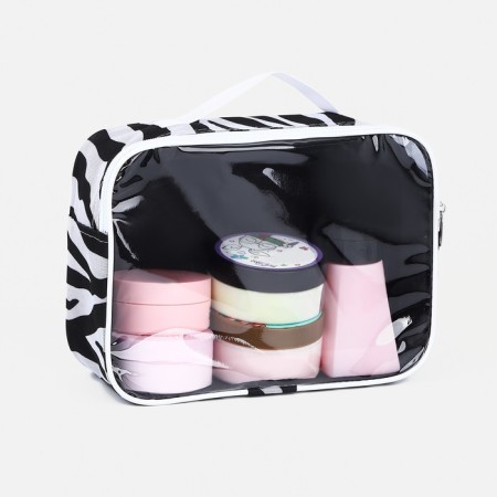 Cosmetic bag with lightning, white/black color-3