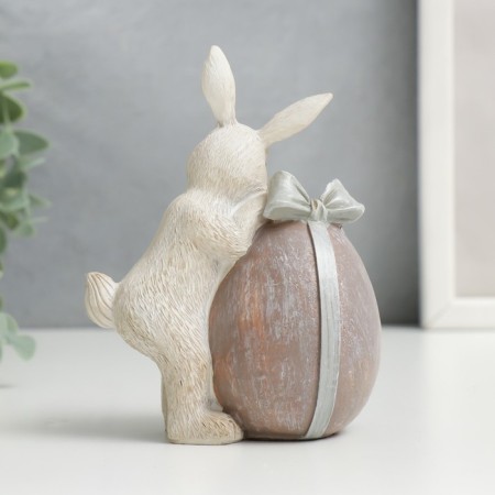 Polystone souvenir "Rabbit with an testicle with a bow" 11x5.5x8.5 cm-2