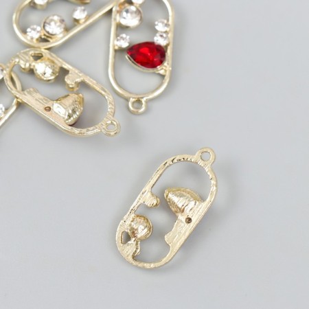 Decor for creativity metal, plastic "oval with grenade" gold 0.5x1.3x2.7 cm-1