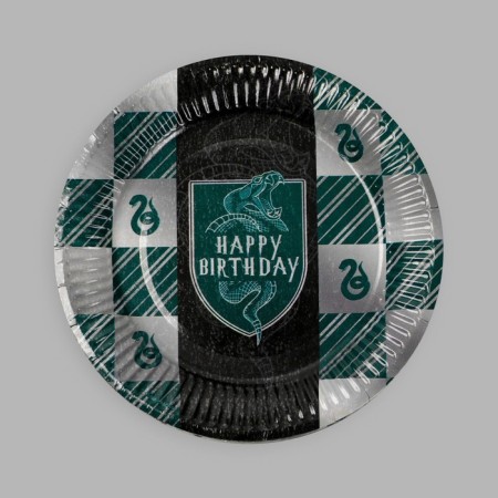Disposable paper plate Happy Birthday, green color, 18 cm-2