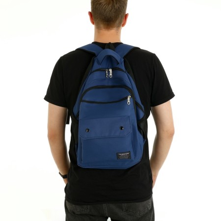 Youth backpack with lightning, 2 departments, 4 pockets, blue color-6