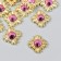 Decor for creativity plastic "Pink spike in golden monograms" set of 16 pcs 2x2 cm