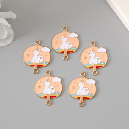 Decor for creativity Metal, enamel "Lama on the rainbow" 2.7x2.1 cm-2