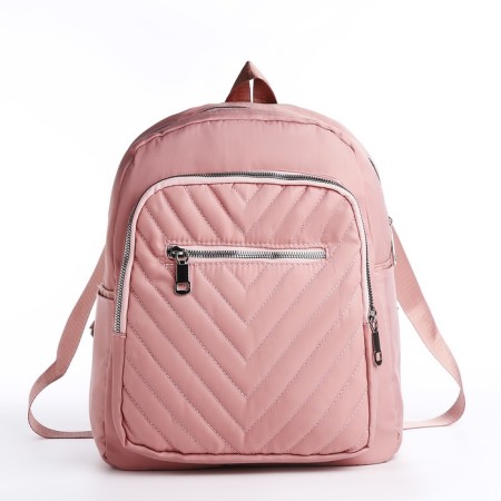 City backpack of textiles on lightning, 2 outer pockets, pink color
