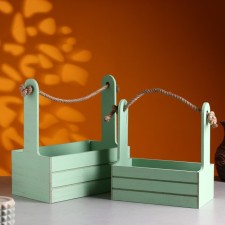 A set of wooden pots 2 in 1 (25.5 × 15 × 30; 20 × 12 × 23) 