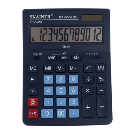 Large desktop calculator, 12-bit, Skainer SK-555BL, 2 power, 2 memory, 155 x 205 x 35 mm, blue-1