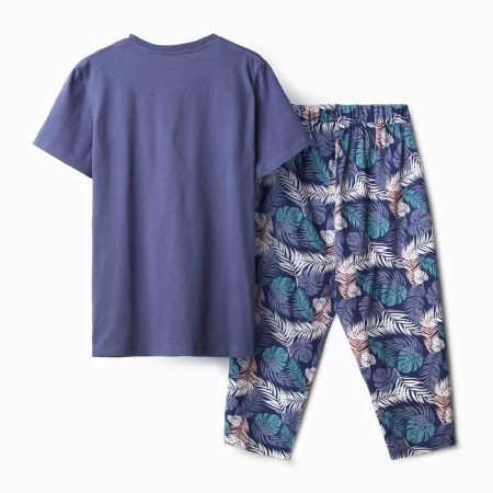 Homemade female set (T -shirt, capri), purple color, size 48-5