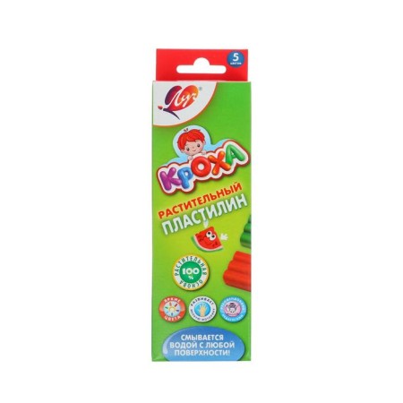 Plasticine on a vegetable basis, 5 colors 80 g "Kroch"-3