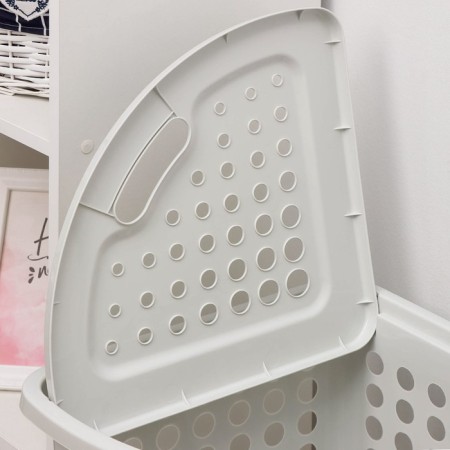 Corner basket with a lid "Moletta", 45 l, 40 × 51 × 54 cm, the color is light gray-2