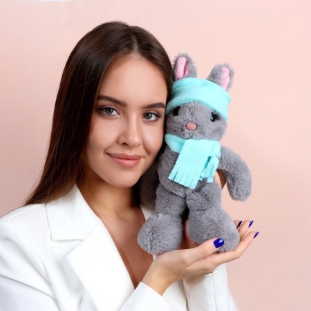 Soft toy Bunny with a hat and scarf