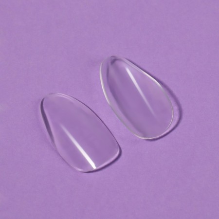 Tips for nail extension, 100 pcs, oval shape, full coating, in a container, color transparent color-3