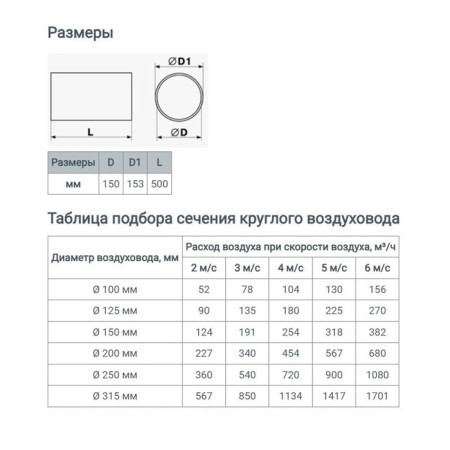 Round channel, ventilation zein, d = 150 mm, 0.5 m-5