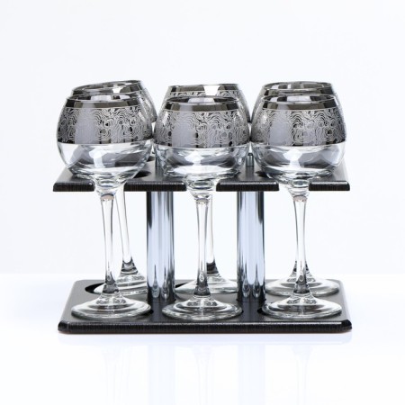 Mini-bar set of 6 glasses 280ml "Jungle" silver-1