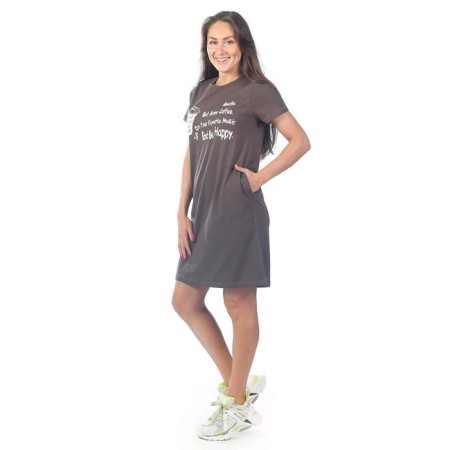 Women's tunic with short sleeve, size 46, brown color-1