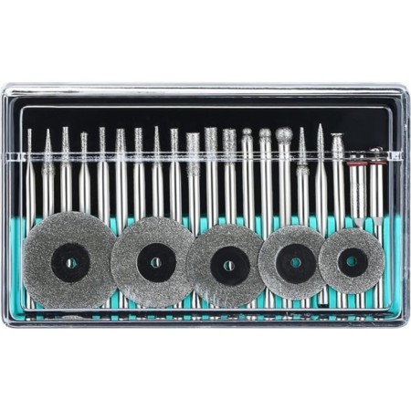 Set of DEKO RT25 balls, cutting discs, diamond spraying, holders, 25 items