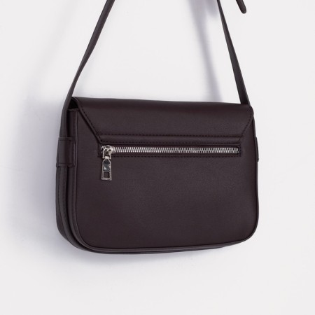 Bag-mixer on the valve, external pocket, long belt, dark brown color-1