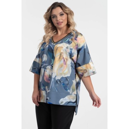 Female blouse, size 52, gray, beige color-4