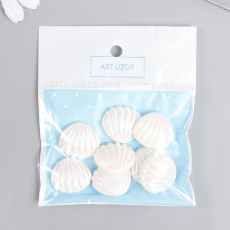 Decor for creativity Plastic "Broke with mother of pearl" White 1.8x2 cm-3