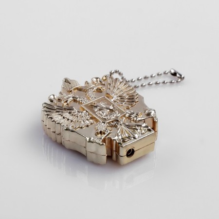 Gas lighter for smoking "Eagle on the shield", Piezo, 4.5 x 5.5 cm, gold-3